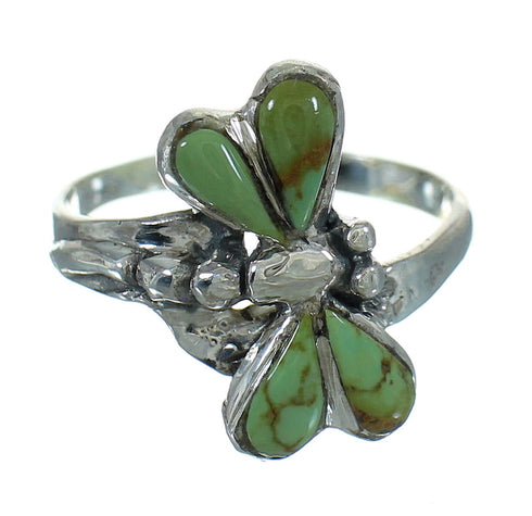 Authentic Sterling Silver Turquoise Inlay Dragonfly Ring Size 6-1/2 RX88218